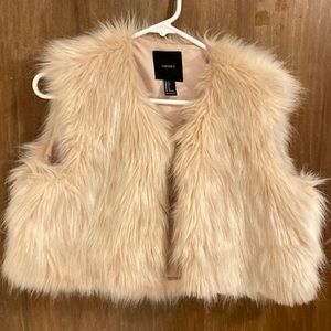 Furry soft pink crop vest